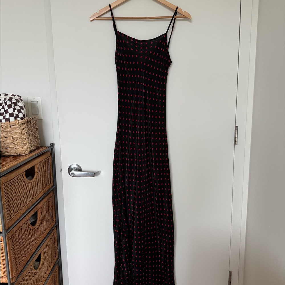 VRG GRL Black slip dress w/ hearts